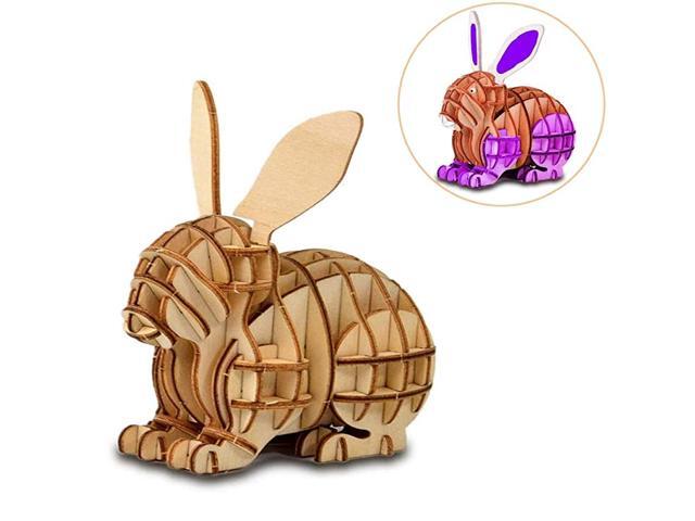 Wooden Puzzle Toys for Kids Adults Wooden Animal Rabbit Model Puzzle Mechanical Puzzles Jigsaw Puzzle Toys Model Kits Assemble Puzzle Educational