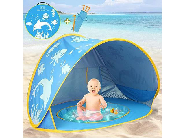 Baby Beach Tent with Pool2020 Upgrade Easy Fold Up amp Pop Up Unique Ocean World Baby Tent50+ UPF UV Protection Outdoor Tent for Aged 04 Baby Kids
