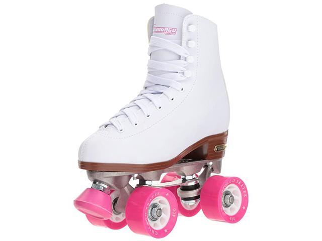 Womens Classic Roller Skates Premium White Quad Rink Skates Size 4