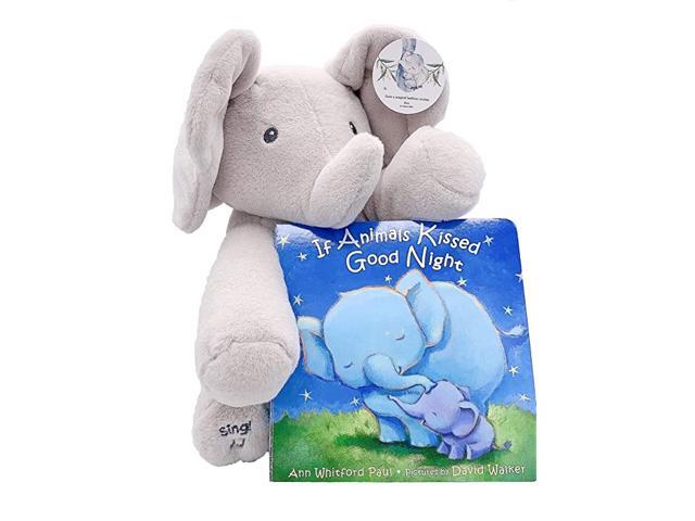 Baby Animated Flappy The Elephant Stuffed Animal Plush Gray 12quot Gift Set with Board Book