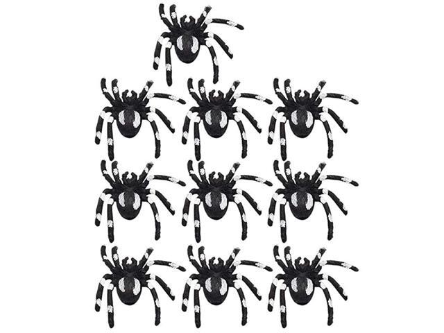 10PcsSet Halloween Decorative Spiders Small Plastic Fake Spider Toys Halloween Party Funny Joke Prank Realistic Props Mix Color
