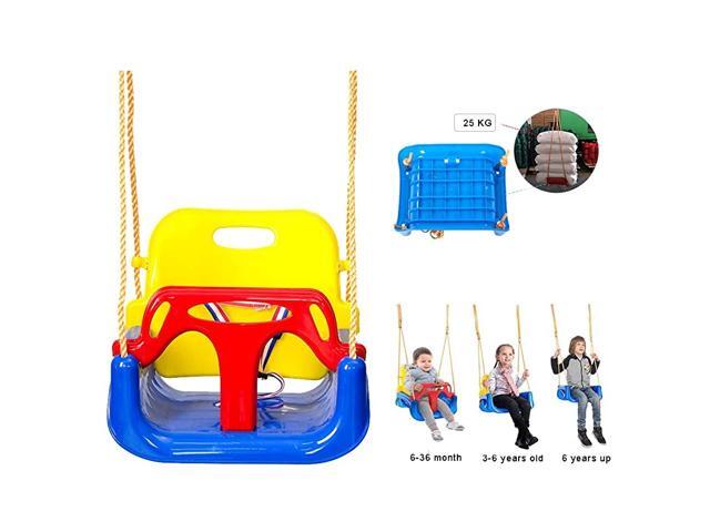 3 in 1 Kids Swing Seat Infant Toddler Children Secure Swing Seat Detachable Swing Seat High Back Swing Set for Playground Indoor Outdoor Blue