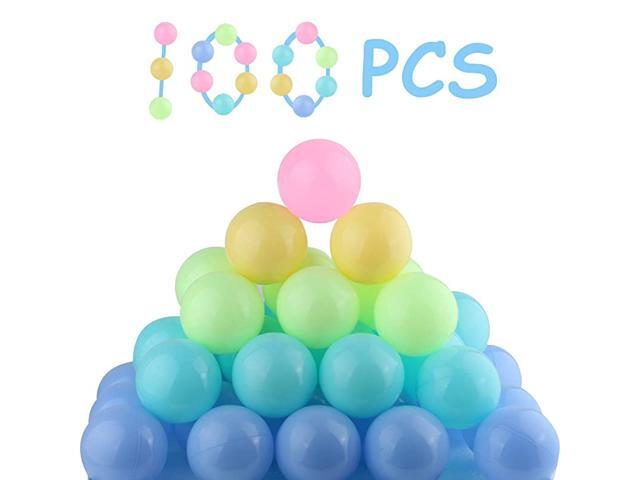 Pack of 100 Phthalate Free BPA Free Crush Proof Plastic Ball Pit Balls 5 Bright Colors in Reusable and Durable Storage Bag with ZipperLight Colors