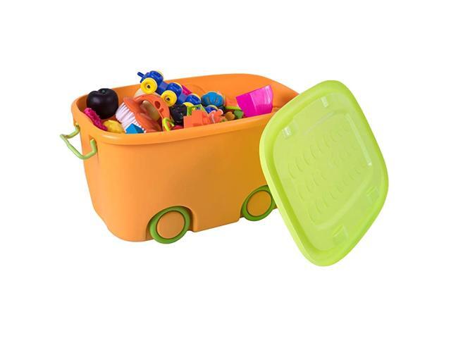 Toy Storage Box with Wheels Small Orange