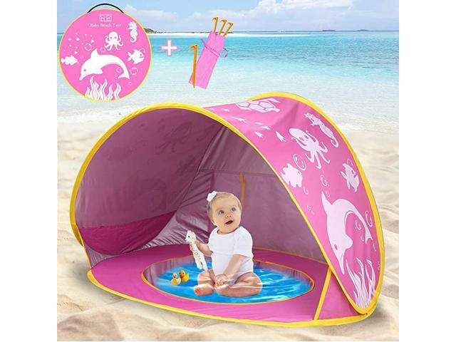 Baby Beach Tent with Pool2020 Upgrade Easy Fold Up amp Pop Up Unique Ocean World Baby Tent50+ UPF UV Protection Outdoor Tent for Aged 04 Baby Kids