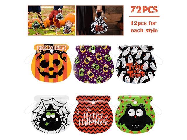 Halloween Drawstring Goody Bags 72PCS Assorted Trick or Treat Candy Bags for Kids Party FavorsTreat Gift BagsSnacks Candy BagHalloween Party Supplies