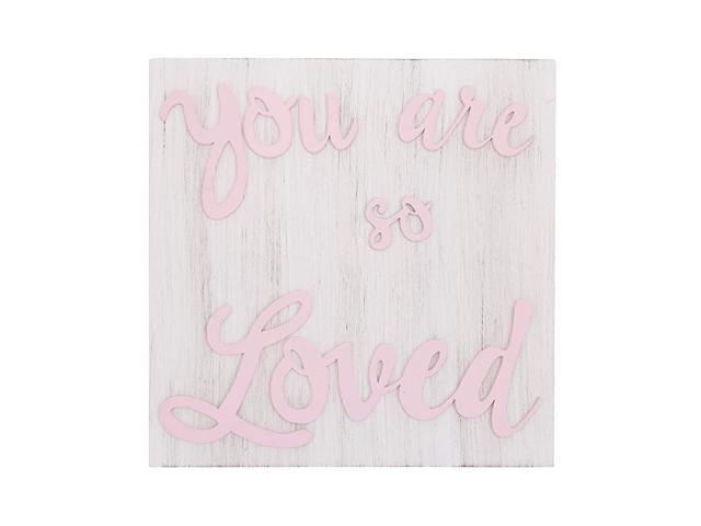 You are So Loved Pink amp White Square Wood Nursery Wall Decor Pink White