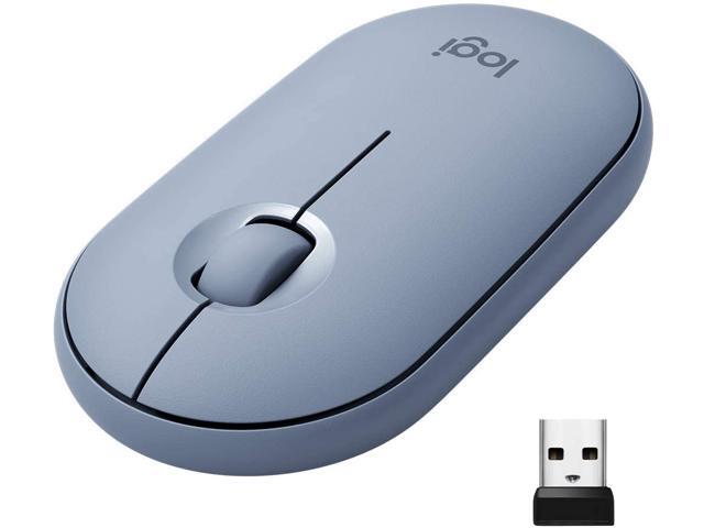 Logitech Pebble M350 Wireless Mouse with Bluetooth or USB - Silent Slim Computer Mouse with Quiet Click for Laptop Notebook PC and Mac - Blue Grey