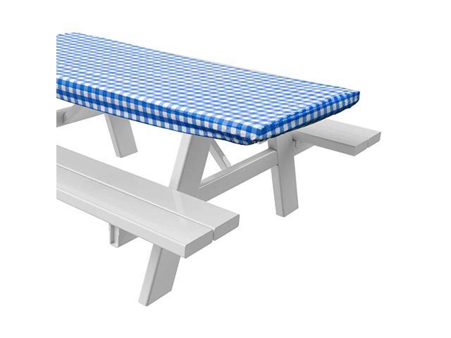 Vinyl Picnic Table Fitted Tablecloth Cover Checkered Design Flannel Backed Lining 28 x 72 Inch 72quot Green