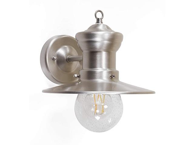 Outdoor Farmhouse Wall Light Lantern Wall Sconce for Porch Patio Deck and More E26 Medium Base Socket Suitable for Wet Location Nickel Finish with