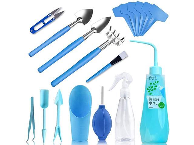 18 Pcs Succulent Tools Set Mini Transplanting Garden Tools Kit for Indoor Miniature Fairy Gardening Plant Care