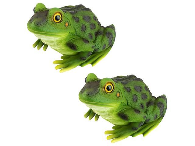 QM920510 Ribbit The Frog Garden Toad Statues 9 Inch Set of Two Full Color