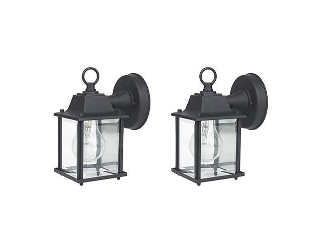 G02172NA x 2 High Volt E26 Base SocketexclDieCast Aluminum Body with Clear Glass Shade Waterproof for Outdoor Hallway Yard2pack Matt Black