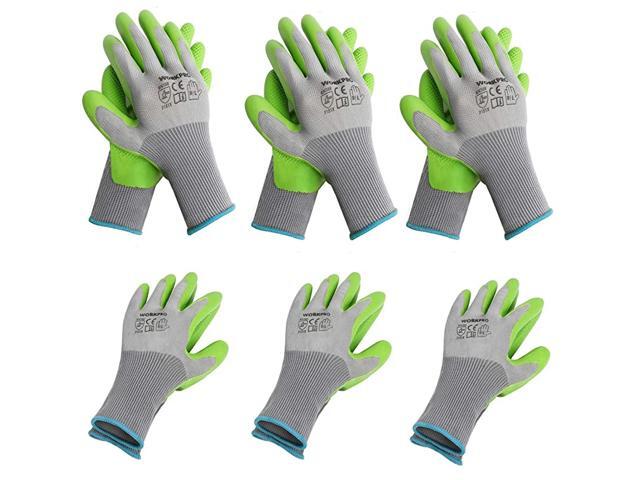 6 Pairs Garden Gloves Work Glove with Eco Latex Palm Coated Working Gloves for Weeding Digging Raking and PruningL