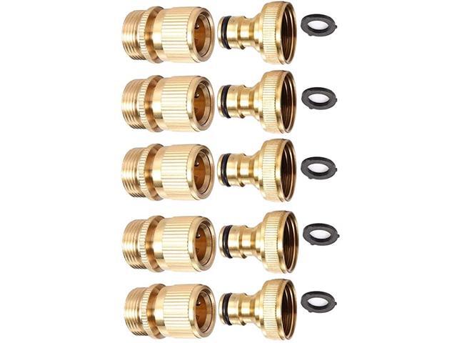 Garden Hose Quick Connect Garden Hose Brass Fitting 34 Inch GHT 5 Set of Male amp Female Water Hose Connectors