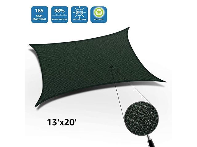 Rectangle 13 X 20 Sun Shade Sail UV Block for Outdoor Patio Garden Facility and Activities Green