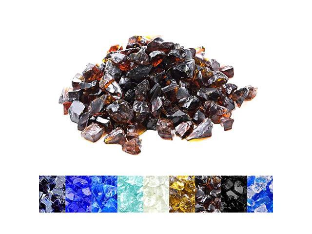 Crushed Fire Glass for Natural or Propane Fire Pit Fireplace and Landscaping10 lb High Luster Amber