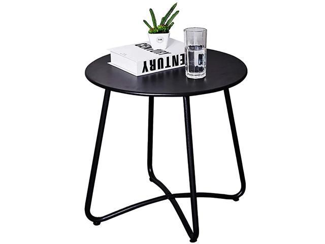 Small Round Metal Side Table AntiRust Outdoor Patio Side Table Coffee Table for Porch Yard Balcony Garden Red