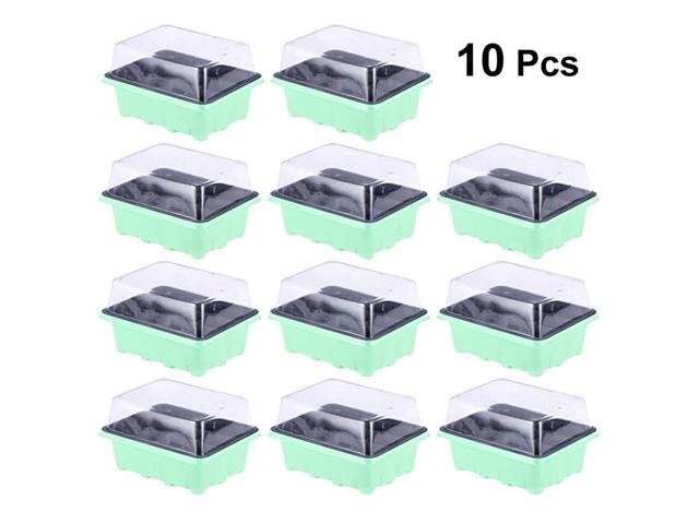 10 Pack Seed Starter Kit 12 Cells Seedling Trays Gardening Germination Tray Plant Grow Kit with Humidity Dome for Gardening Propagation Bonsai