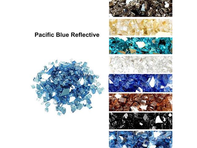 10Pound Fire Glass for Fireplace Fire Pit and Landscaping Pacific Blue Reflective 14Inch