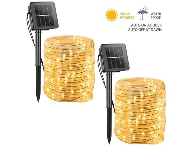 Rope String Lights Outdoor 39FT 100 LED Waterproof Powered Fairy Lights with 8 Lighting Modes Copper Wire PVC Tube Lights for Garden Wedding