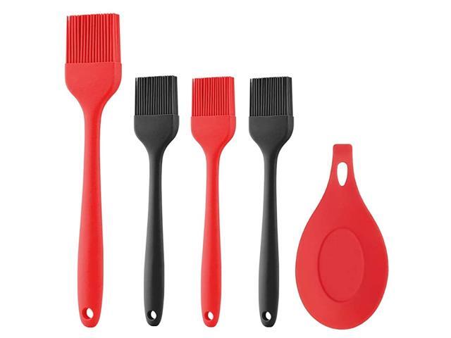 Silicone Basting Brush Pastry Brush Set of 5 Cooking Brushes for Oil Baking Spread Butter Sauce Marinades for Grilling Barbecue Kitchen Heat