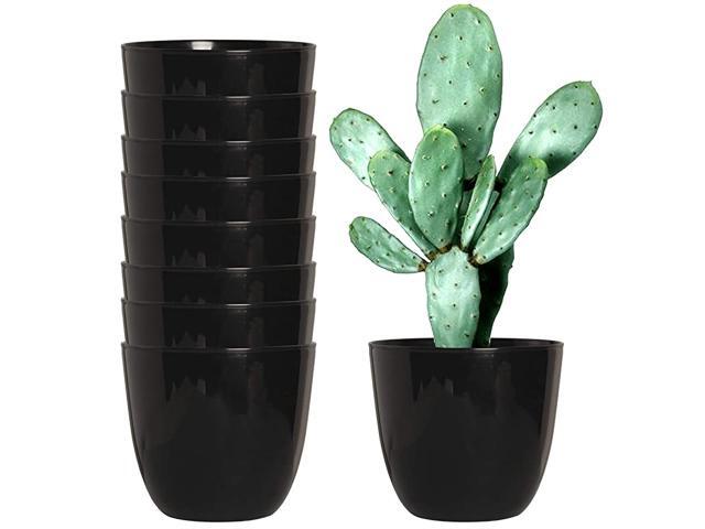 8 Pack 55 Inch Plastic Planters Indoor Flower Plant Pots Modern Decorative Gardening Pot with Drainage for All House Plants Flowers Herbs