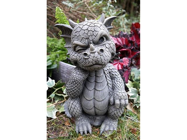 Le Penseur The Thinker Whimsical Garden Dragon Statue 10quotH Cute Baby Dragon Winking Eye Faux Stone Resin Finish Figurine Dungeons And Dragons