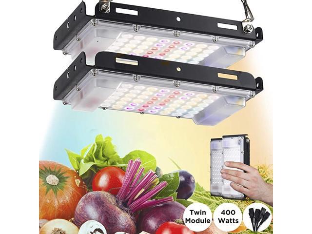 Spectrum Grow Light for Indoor Plant 400W Pack of 2 x 200W LED Plant Light Panel with Natural White Bulbs for Seedling Vegetation and Flowering