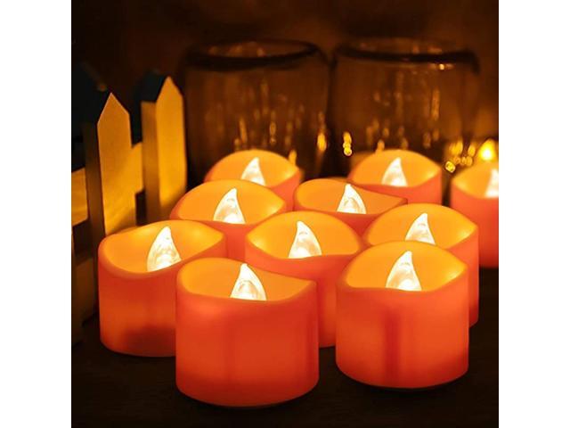 24 Pack Orange LED Tea Lights Realistic Battery Operated Flameless Tealight Candlesfor Halloween Christmas Valentines Day