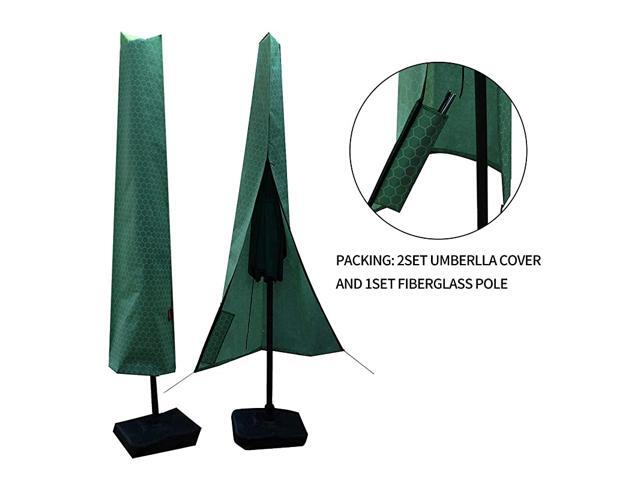 Umbrella CoversPatio Waterproof Market Parasol Covers with Zipper for 8ft to 11ft Outdoor Umbrellas Large Included A Set Fiberglass Pole