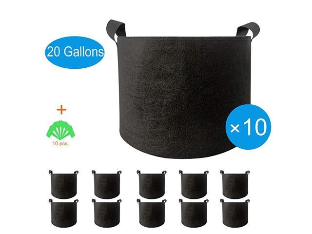 10 Packs 20 Gallon Grow Bags Heavy Duty 300G Thickened Nonwoven Fabric Plant Pots with Handle