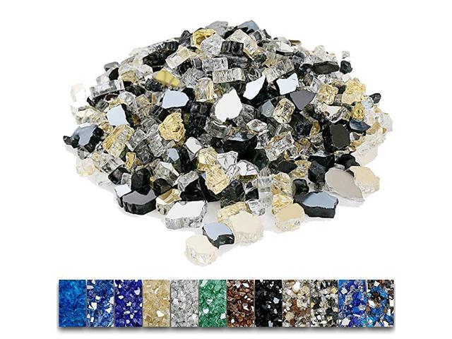 Fire Glass for Fire Pit 12 Inch 95 Pounds High Luster Reflective Tempered Glass Rocks for Natural or Propane Fireplace Safe for Outdoors and