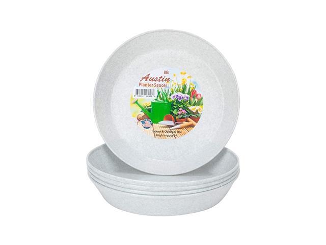 16G 142 inch Base Dia White Granite Polypropylene Plant Saucers 5 Pack Heavy Duty IndoorOutdoor Tray and Drip Pan Collects Flower Pot Drainage and