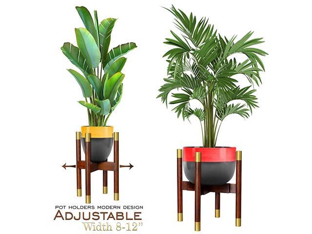 Century Adjustable Plant Stand Bamboo Indoor Planter Stand Extendable Size 8 to 12 Inches HandMade Original Dark Brown and Gold Metal Plant Stand