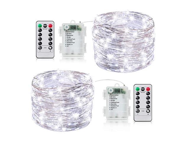 Pack 33FT Fairy Lights Battery Operated with Timer and 8 Mode Remote Control 100 LED Waterproof Firefly String Lights for Bedroom Indoor Outdoor