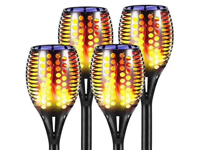 Torch Light 4 PCs Torches Lights Set Upgraded Waterproof Landscape Garden Pathway Light with Vivid Dancing Flickering Flames Auto OnOff Dusk to