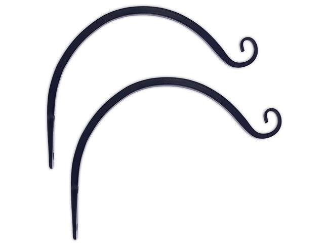 Hand Forged Curved Hook 85 Inch Black 2Pack for Bird Feeders Planters Lanterns Wind Chimes As Wall Brackets and More