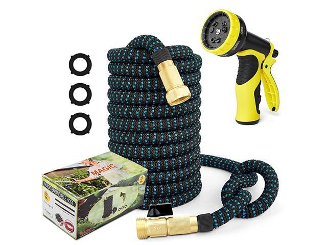 Garden Hose Expandable Water Hose 34 Solid Brass Fittings amp 9 Function Spray Nozzle amp Extra Strength Fabric 3Layers Latex Core Lightweight