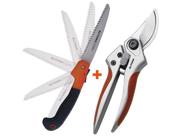 Professional Bypass Pruning Shears + Folding Blade Hand Saw Strong Blade amp Lightweight Garden Tool Set Spanish Quality