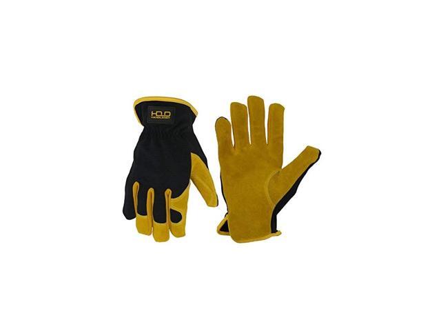 Leather Gardening Gloves Utility Work Gloves for Mechanics Construction Driver Dexterity Breathable Design Medium