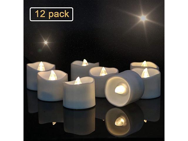 LED Tealight Candles Battery Operated Tea Light Candles Bulk Flameless Flickering Candle Warm White Flame Set of 12 Batteries Included for Wedding