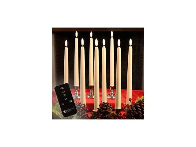 of 10 Flameless LED Ivory 10quot Taper Candles Featuring Realistic Black Wick with Daily Timer Remote Control and 20 AA Batteries Stands not Included