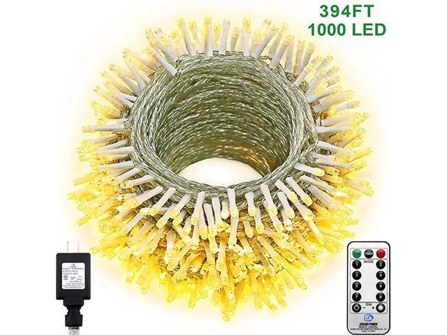 String Lights 394ft 1000 LED 8 Lighting Modes Indoor Outdoor Christmas Fairy Lights with Remote and Timer for Home Christmas Birthday Wedding Party