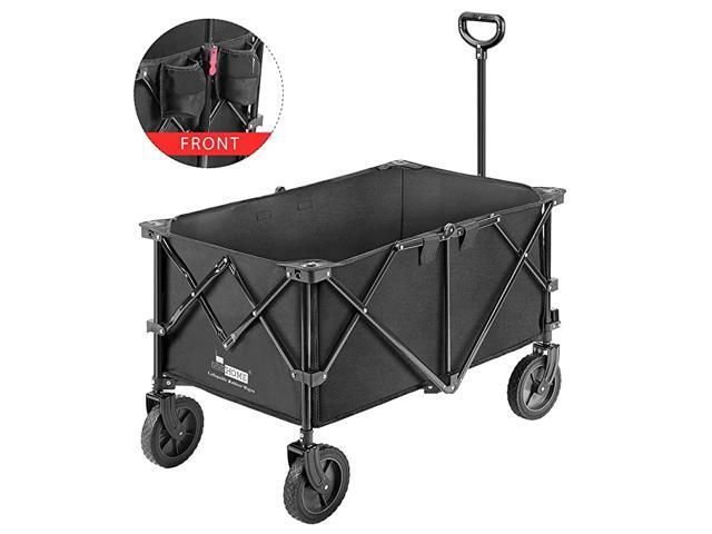 Heavy Duty Collapsible Folding Outdoor Utility Wagon Cart with Wheels for Cargo and Picnic 176lbs Capacity