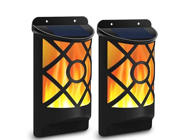 Solar Flame Lights Outdoor Waterproof Flickering Flame Wall Lights with Dark Sensor Auto OnOff 66 LED Solar Powered Night Lights Lattice Design