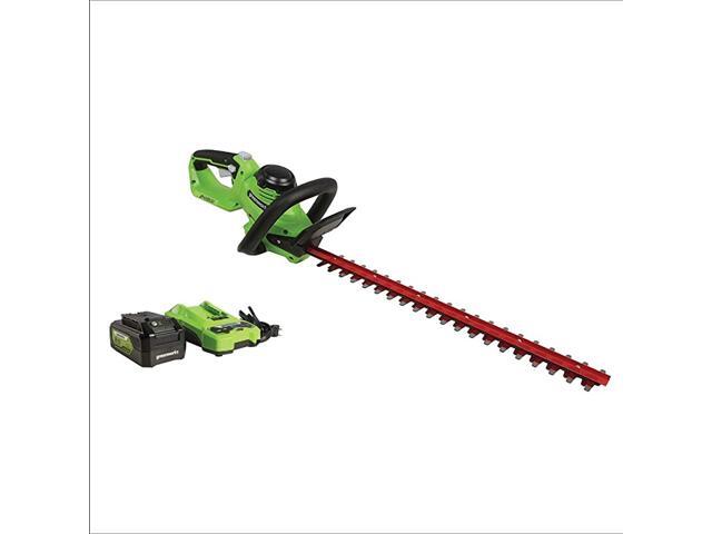24V 22quot Laser Cut Hedge Trimmer 4Ah USB Battery and Charger Included HT24B414