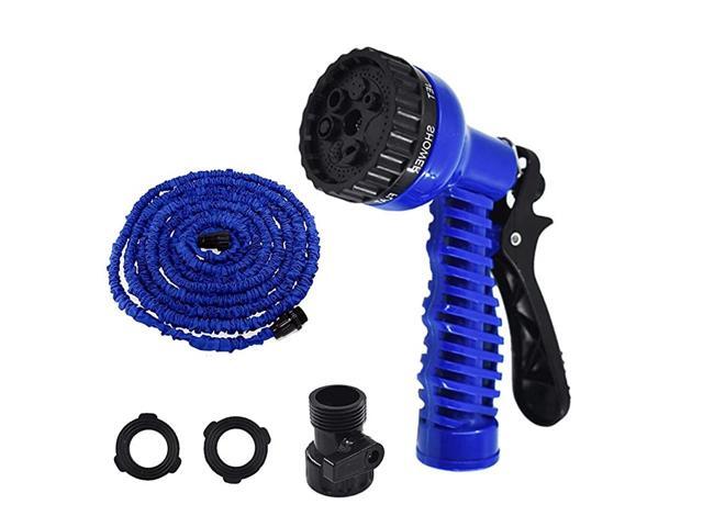 Deluxe 25 50 75 100 Feet Expandable Flexible Garden Water Hose wSpray Nozzle for Outdoor Lawn Car Watering Plants Blue100FT