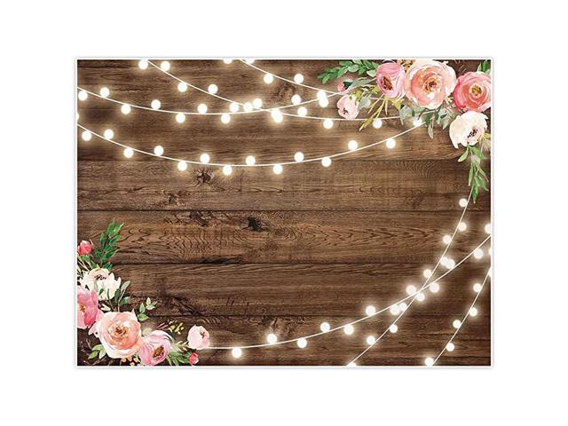 8x6ft Fabric Rustic Floral Wooden Backdrop for Baby Shower Bridal Wedding Studio Photography Pictures Brown Wood Floor Flower Wall Background