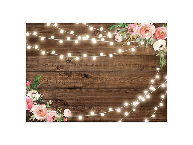 5x3ft Rustic Floral Wooden Backdrop for Baby Shower Bridal Wedding Studio Photography Pictures Brown Wood Floor Flower Wall Background Customizable